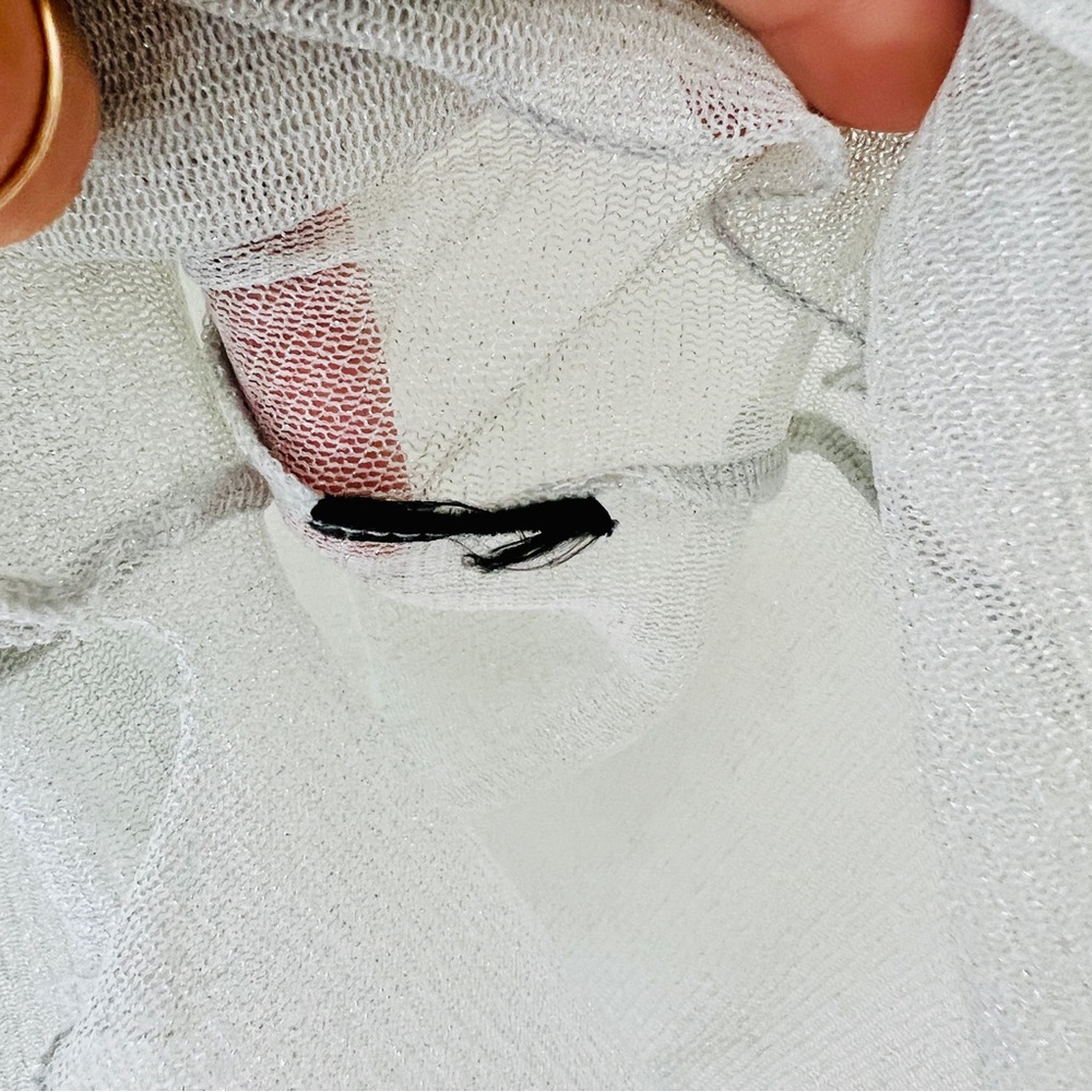 Zara | Metallic Thread Sheer Long Sleeve Top - Picture 5 of 8
